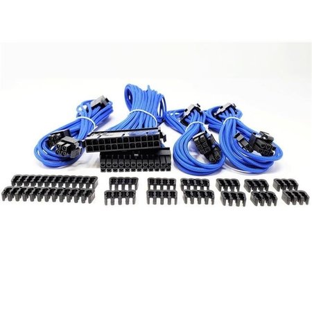 MICRO CONNECTORS Micro Connectors F04-240BL-KIT Premium Sleeved PSU Cable Extension Kit; Blue F04-240BL-KIT